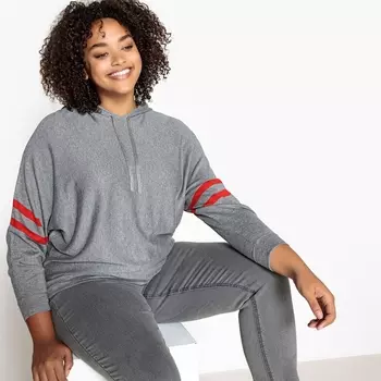 Пуловер с капюшоном из тонкого трикотажа