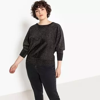 Пуловер с круглым вырезом из блестящего тонкого трикотажа