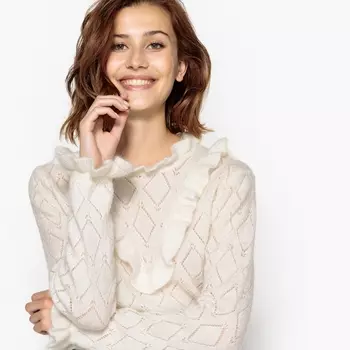 Пуловер с круглым вырезом из плотного трикотажа