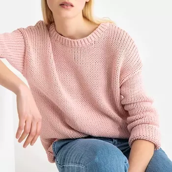 Пуловер с круглым вырезом из плотного трикотажа