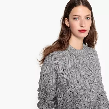 Пуловер с круглым вырезом из плотного трикотажа