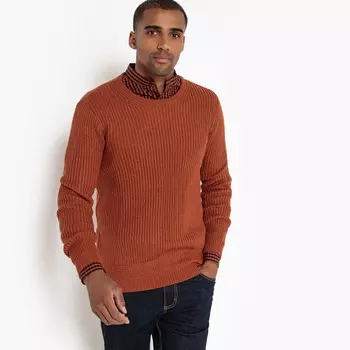 Пуловер с круглым вырезом из плотного трикотажа