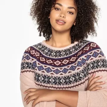 Пуловер с круглым вырезом из плотного трикотажа