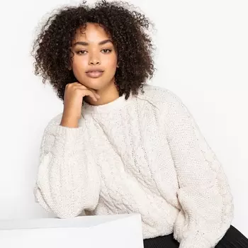 Пуловер с круглым вырезом из плотного трикотажа