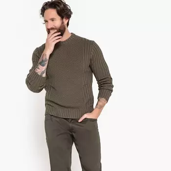 Пуловер с круглым вырезом из плотного трикотажа