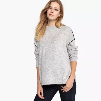 Пуловер с круглым вырезом из полушерстяной ткани для периода беременности