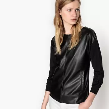 Пуловер с круглым вырезом, из тонкого трикотажа