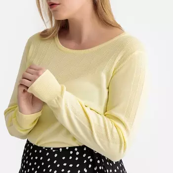 Пуловер с круглым вырезом из тонкого трикотажа