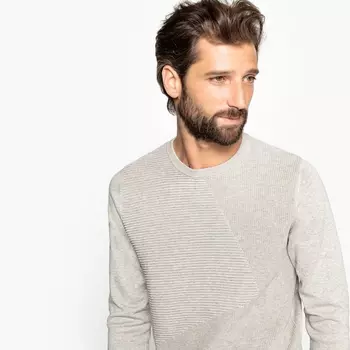 Пуловер с круглым вырезом из тонкого трикотажа