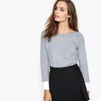 Пуловер с круглым вырезом из тонкого трикотажа