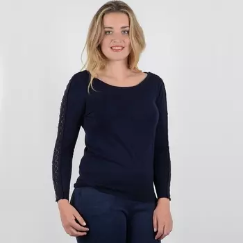 Пуловер с круглым вырезом из тонкого трикотажа