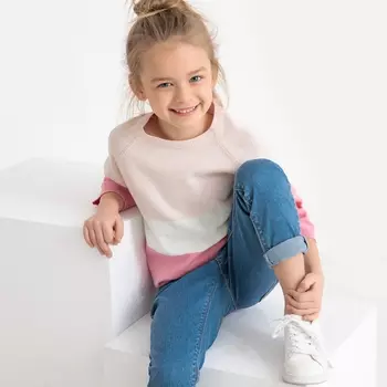 Пуловер с круглым вырезом в полоску 3-12 лет