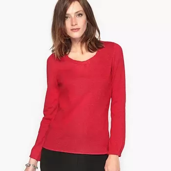 Пуловер с оригинальным вырезом из шерсти и альпаки