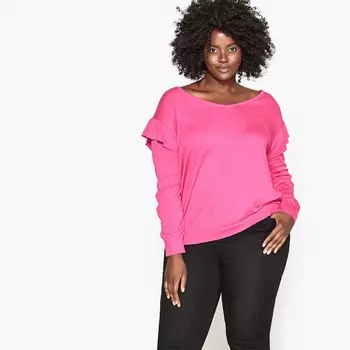 Пуловер с V-образным вырезом и воланами