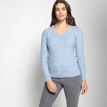 Пуловер с V-образным вырезом из плотного трикотажа