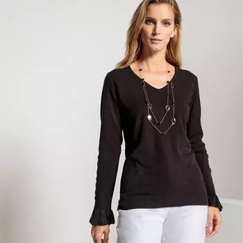 Пуловер с V-образным вырезом из ткани, напоминающей на ощупь кашемир