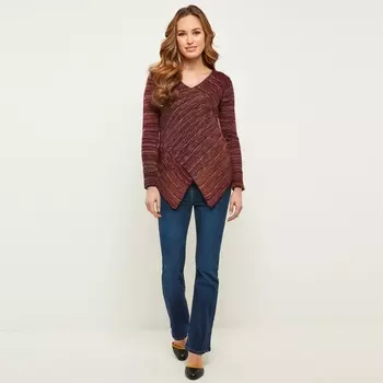 Пуловер с V-образным вырезом из трикотажа мулине