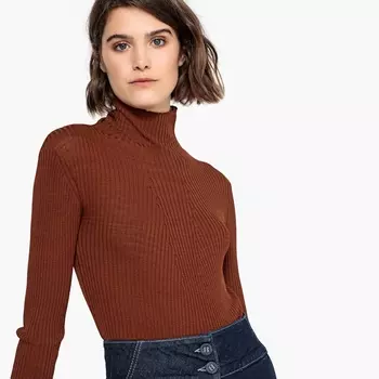 Пуловер с воротником стойкой трикотажный