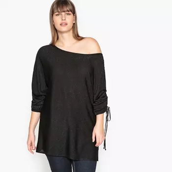 Пуловер с вырезом-лодочкой из тонкого трикотажа