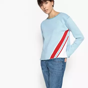 Пуловер с вырезом-лодочкой из тонкого трикотажа