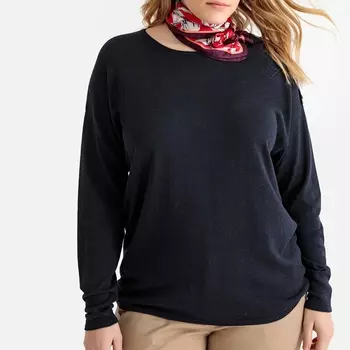 Пуловер с вырезом-лодочкой из тонкого трикотажа