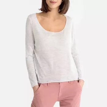 Пуловер с вырезом-лодочкой из тонкого трикотажа SPIKBOO