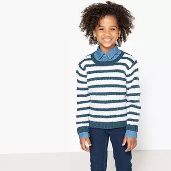 Пуловер в полоску из тонкого трикотажа, 3-12 лет