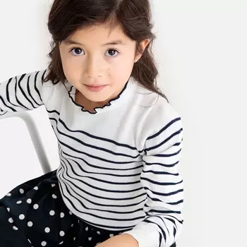 Пуловер в полоску с воротником 3-12 лет