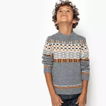 Пуловер жаккардовый, 3-12 лет