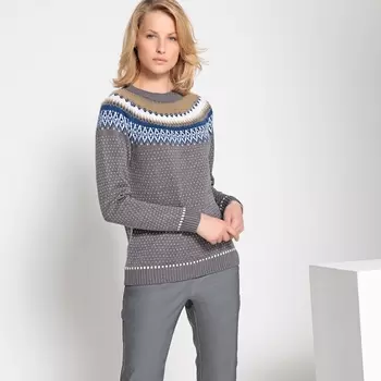 Пуловер жаккардовый крупной вязки с круглым вырезом