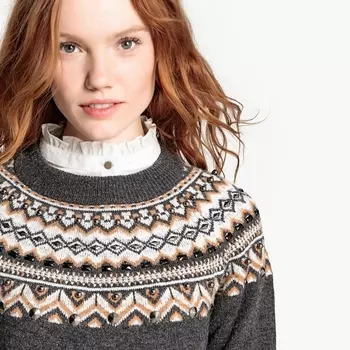 Пуловер жаккардовый с круглым вырезом