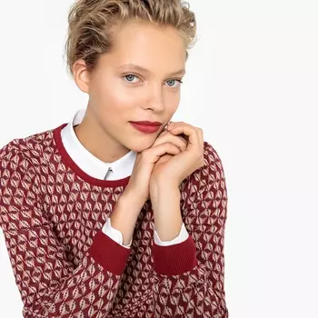 Пуловер жаккардовый с круглым вырезом