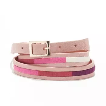 Ремень кожаный тонкий с вышивкой