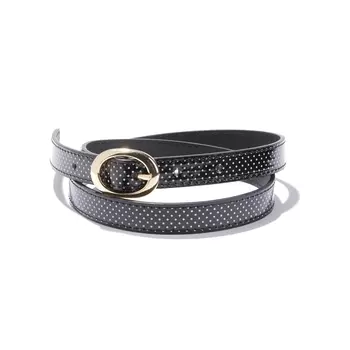 Ремень лакированный в горошек