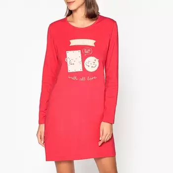 Рубашка ночная с принтом и длинными рукавами