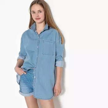 Рубашка покроя оверсайз из джинсовой ткани, 10-16 лет