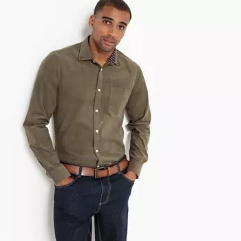 Рубашка прямая из велюра с длинными рукавами