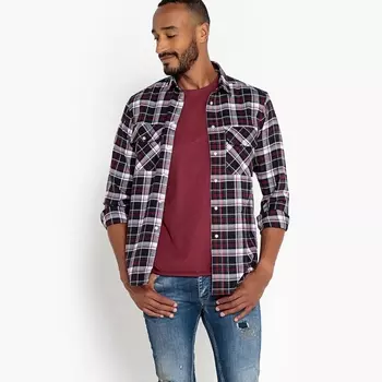 Рубашка прямая в клетку с длинными рукавами