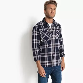 Рубашка прямая в клетку с длинными рукавами