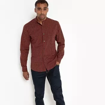 Рубашка прямая в клетку с длинными рукавами