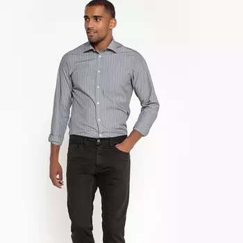 Рубашка прямая в полоску с длинными рукавами
