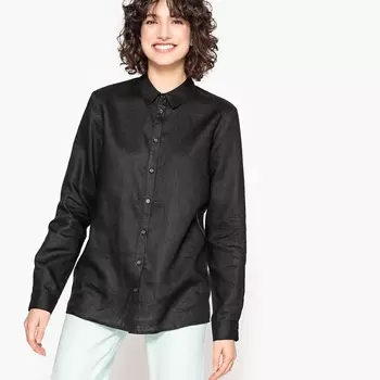 Рубашка прямого покроя, 100% лен