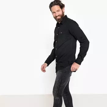 Рубашка прямого покроя с длинными рукавами