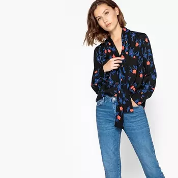 Рубашка с галстуком-бантом и цветочным рисунком