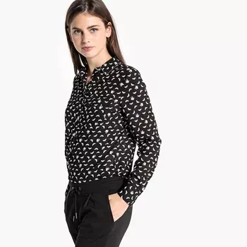 Рубашка с принтом бабочки, длинные рукава