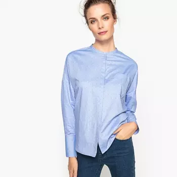 Рубашка с воротником-мао и рисунком в треугольники