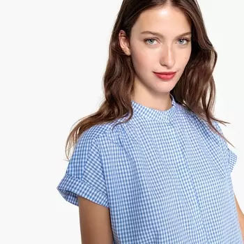 Рубашка в клетку с короткими рукавами, 100% хлопок