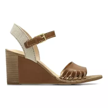 Сандалии кожаные на танкетке Spiced Poppy