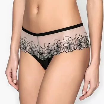 Шортики-стринги из тюля с вышивкой