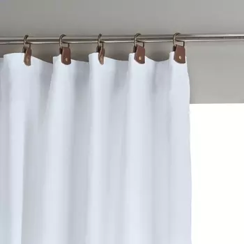 Штора затемняющая из стираного льна с кожаными шлевками, Private